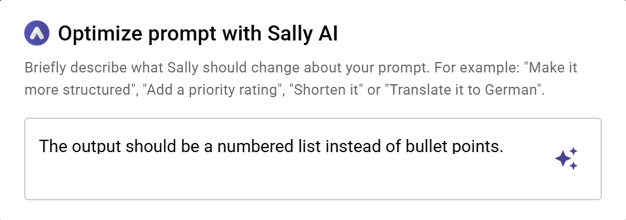 AI prompt optimization with Ask Sally in Custom Insights