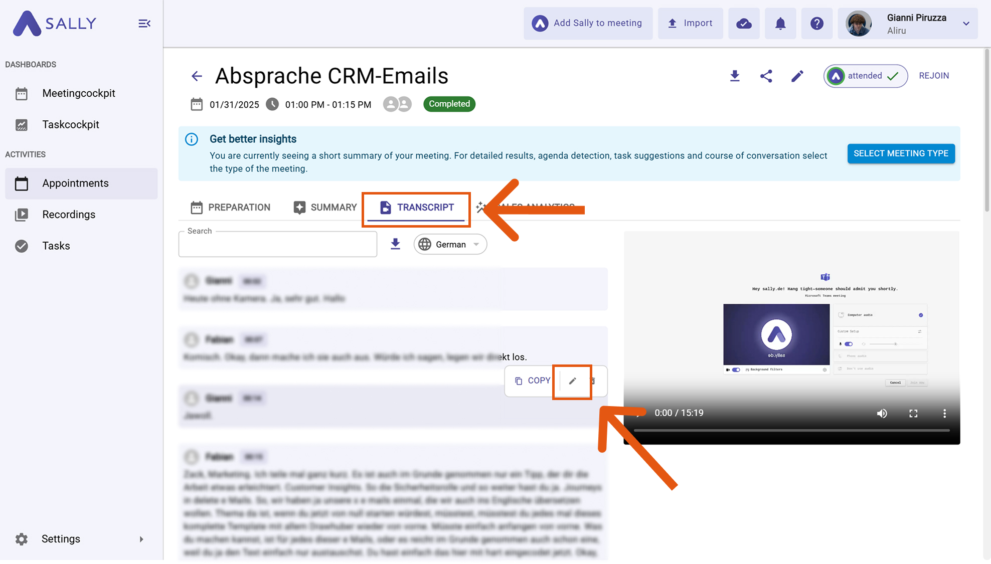 Screenshot showing summary tab