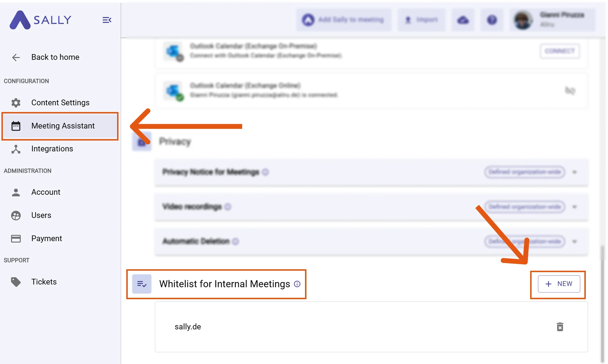 Sally AI Transcription software for internal meetings