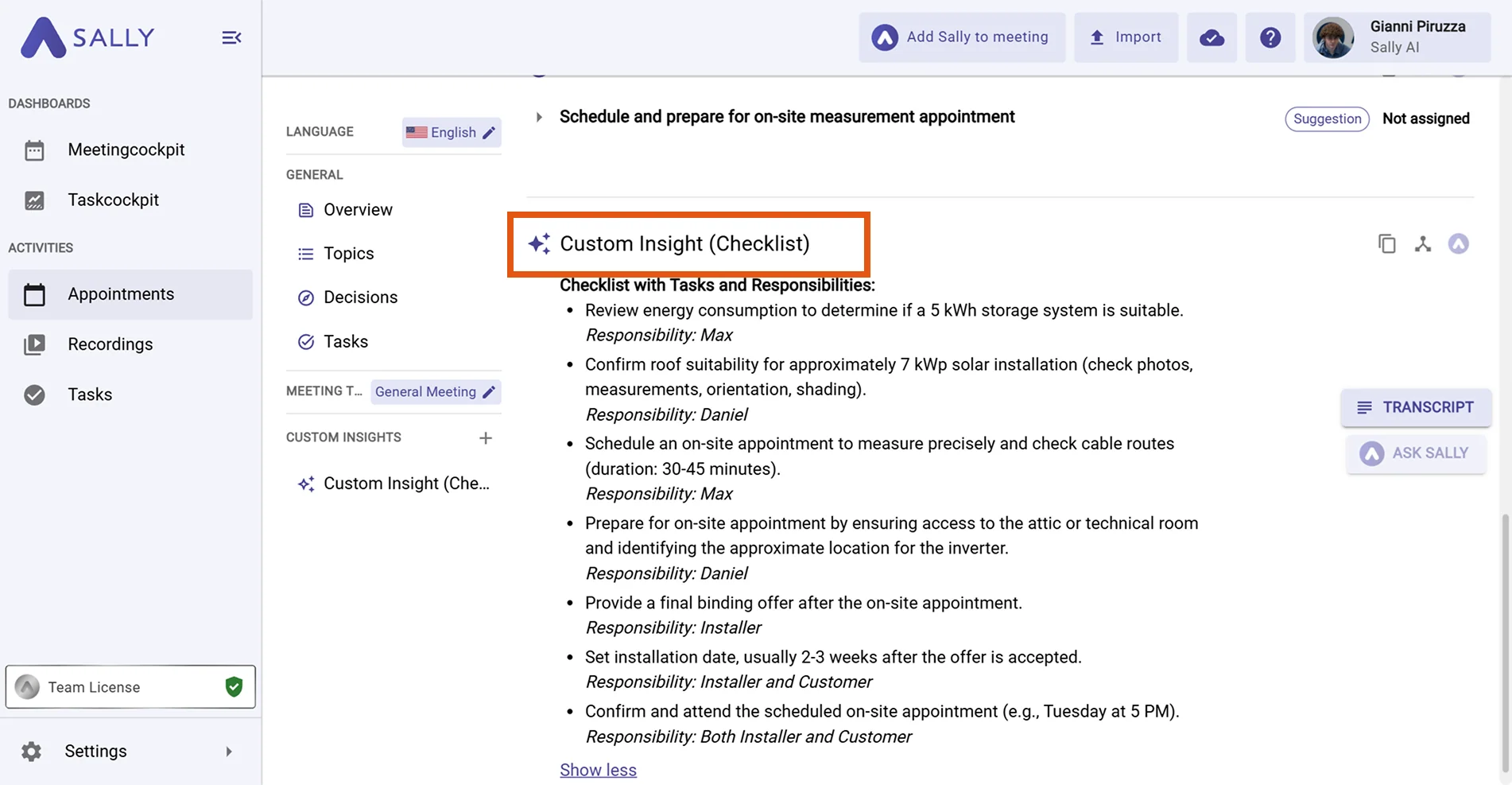 Find Custom Insights in Sally