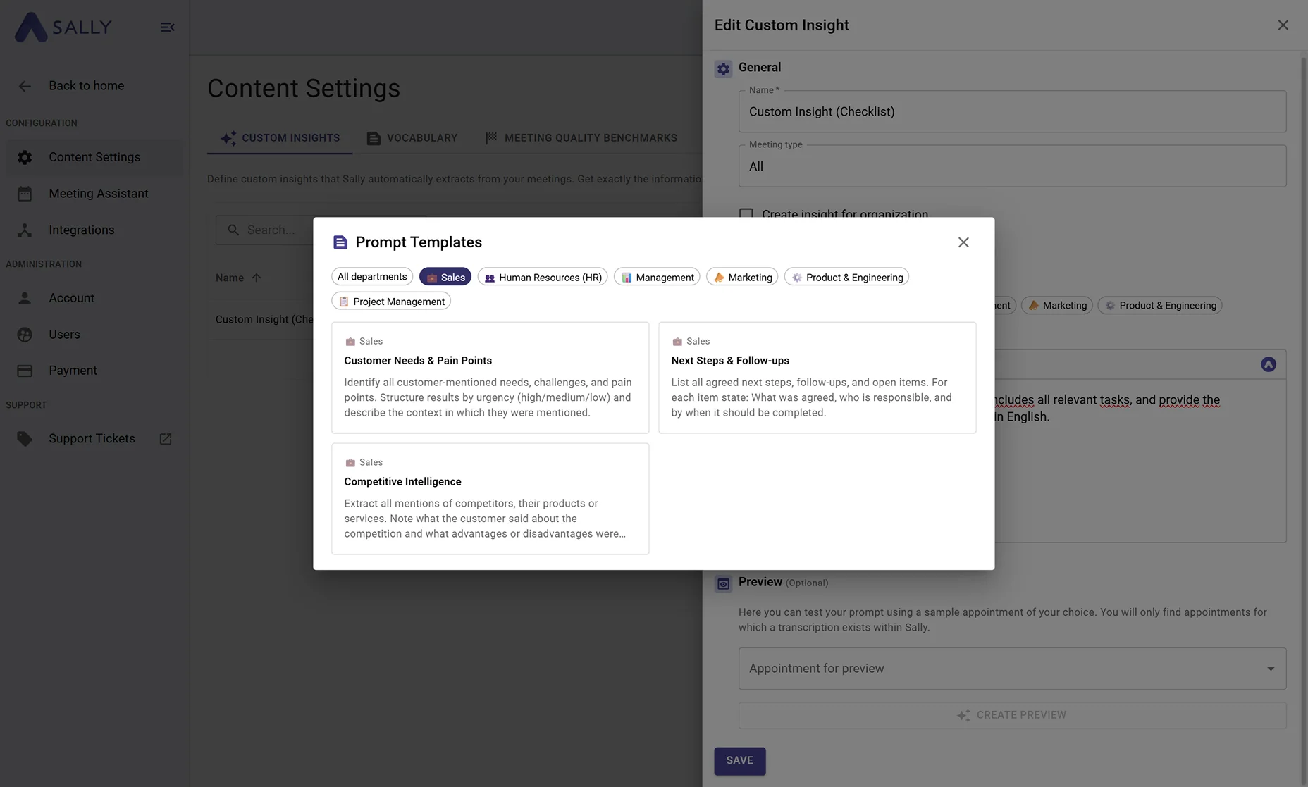Prompt template inserted into the input field