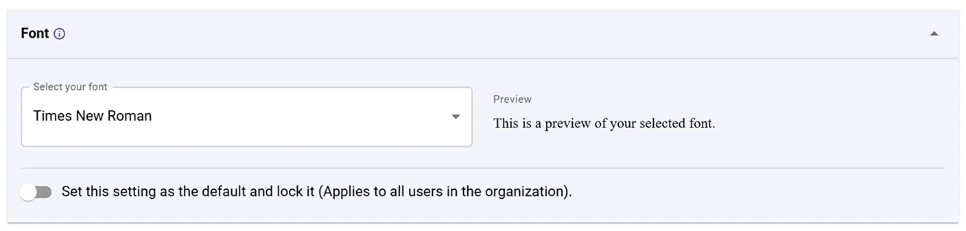 Select a font for Sally reports