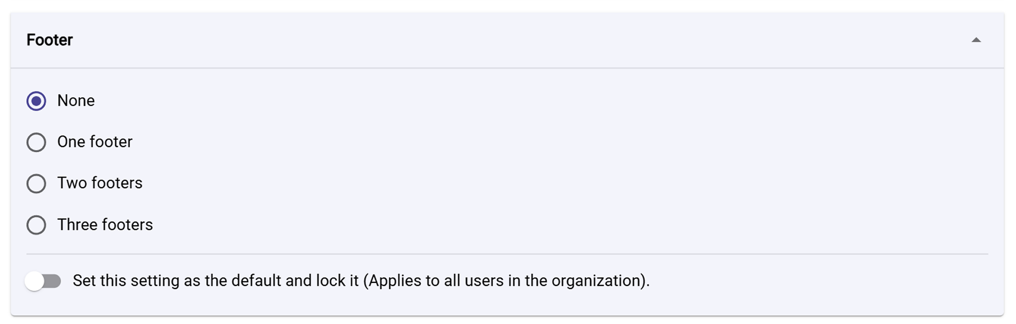 Footer settings for reports