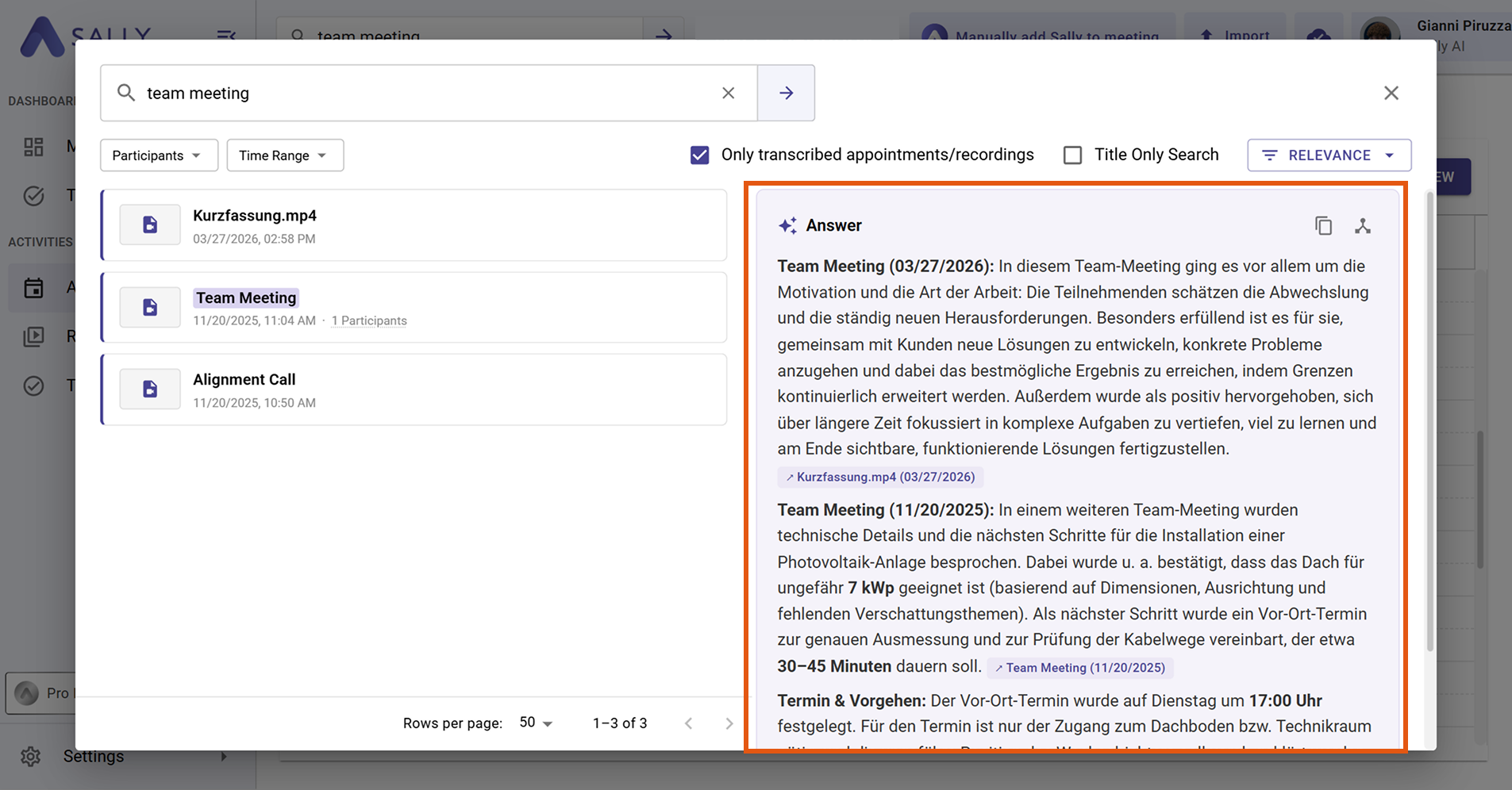 Search results with AI-generated answer