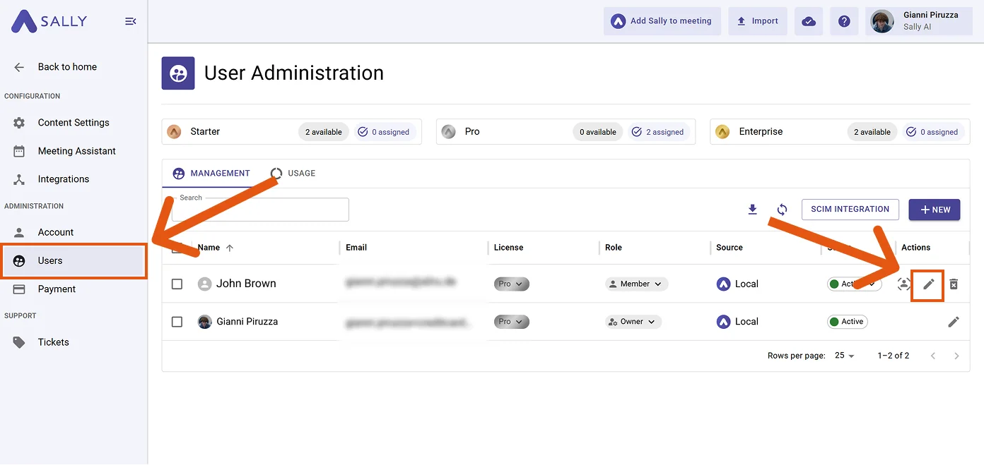 Open user profile