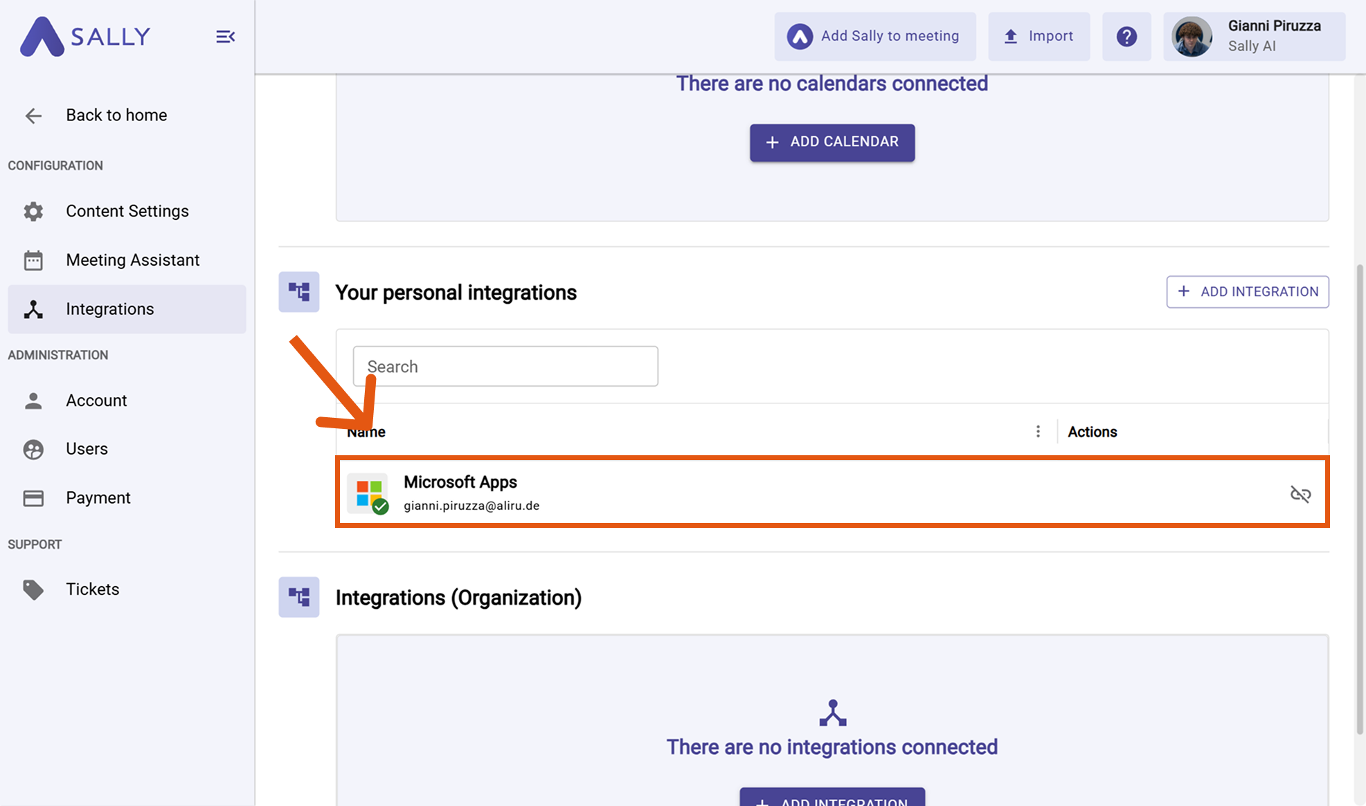 Microsoft Apps connected successfully