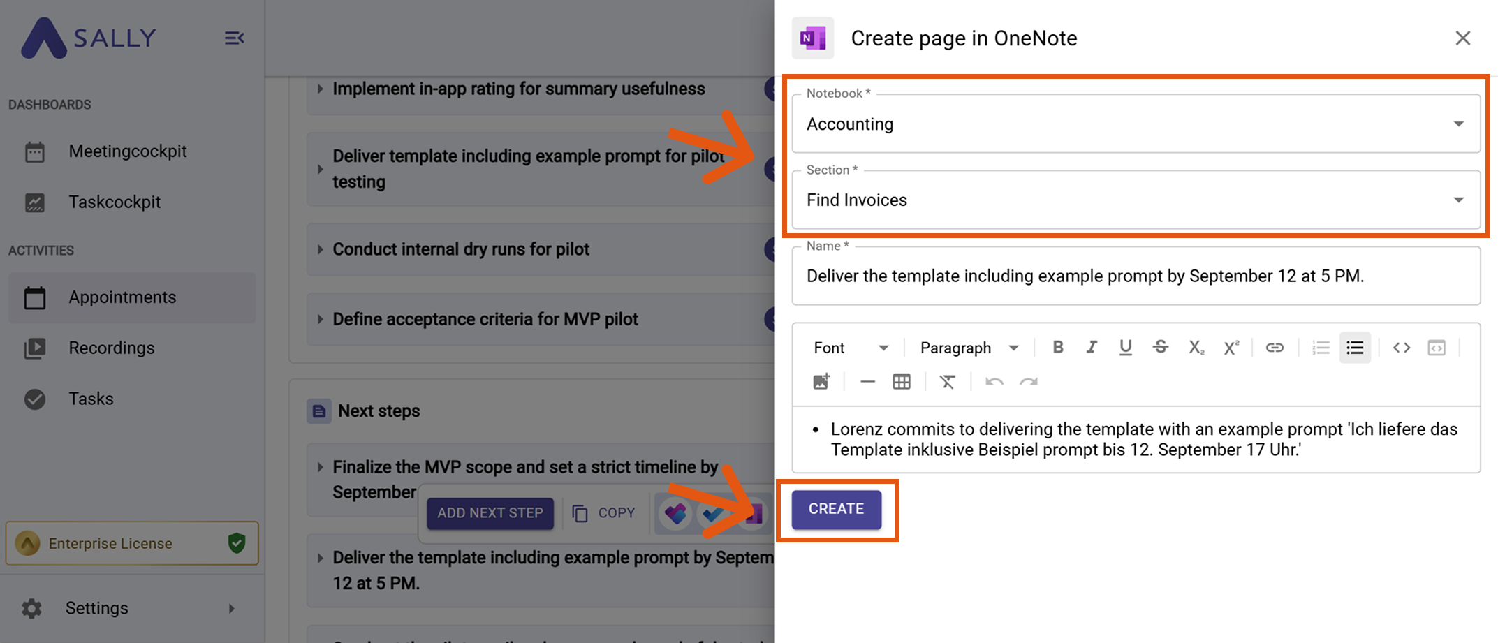 Microsoft To Do task creation form