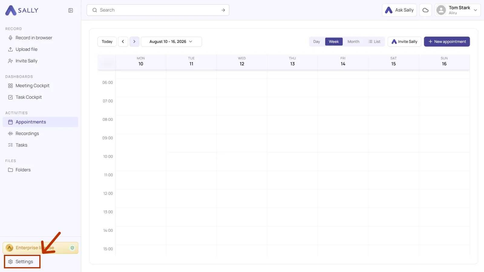 Open Settings from the bottom-left corner of the sidebar