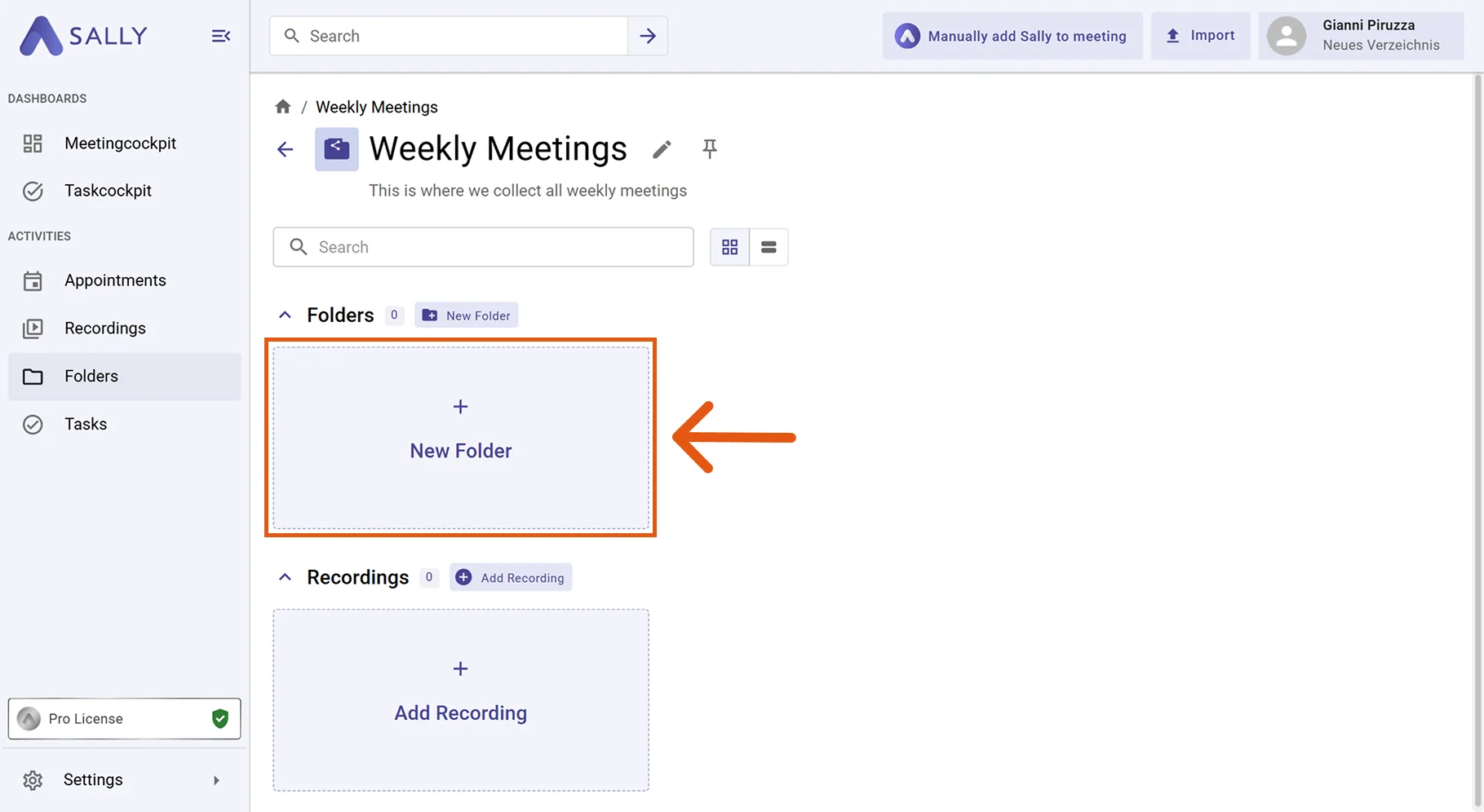 Add folder button inside an existing folder