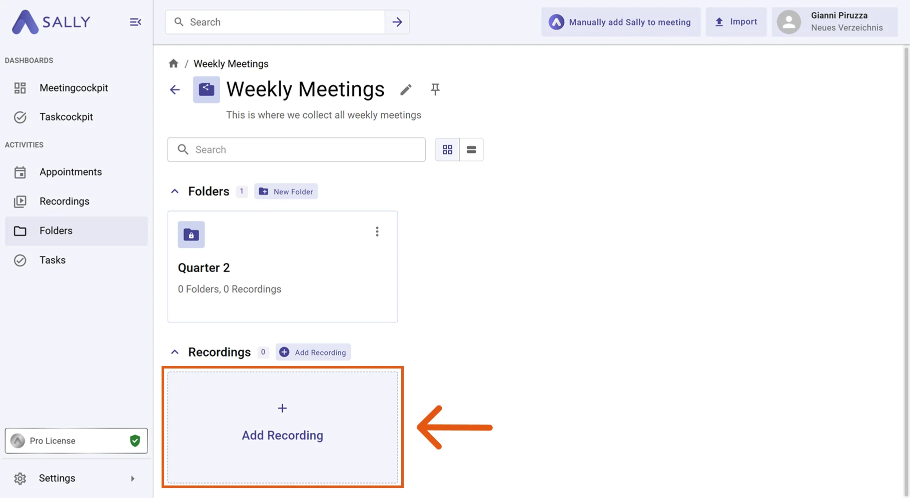 Add recording button in a folder