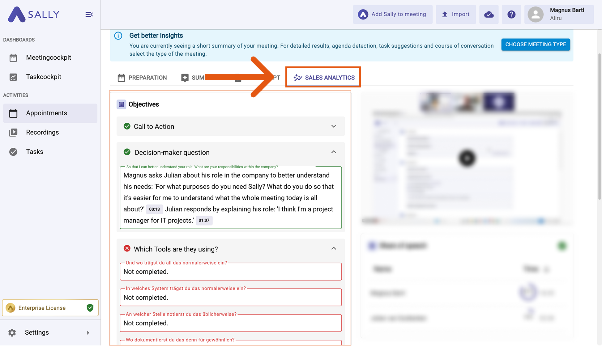 Sally AI Sales Analytics