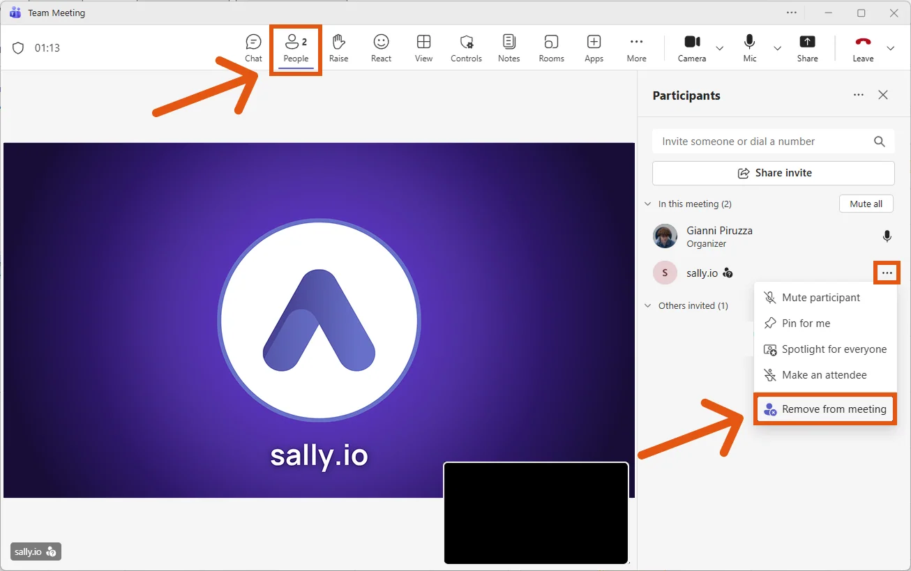 Remove Sally from Microsoft Teams