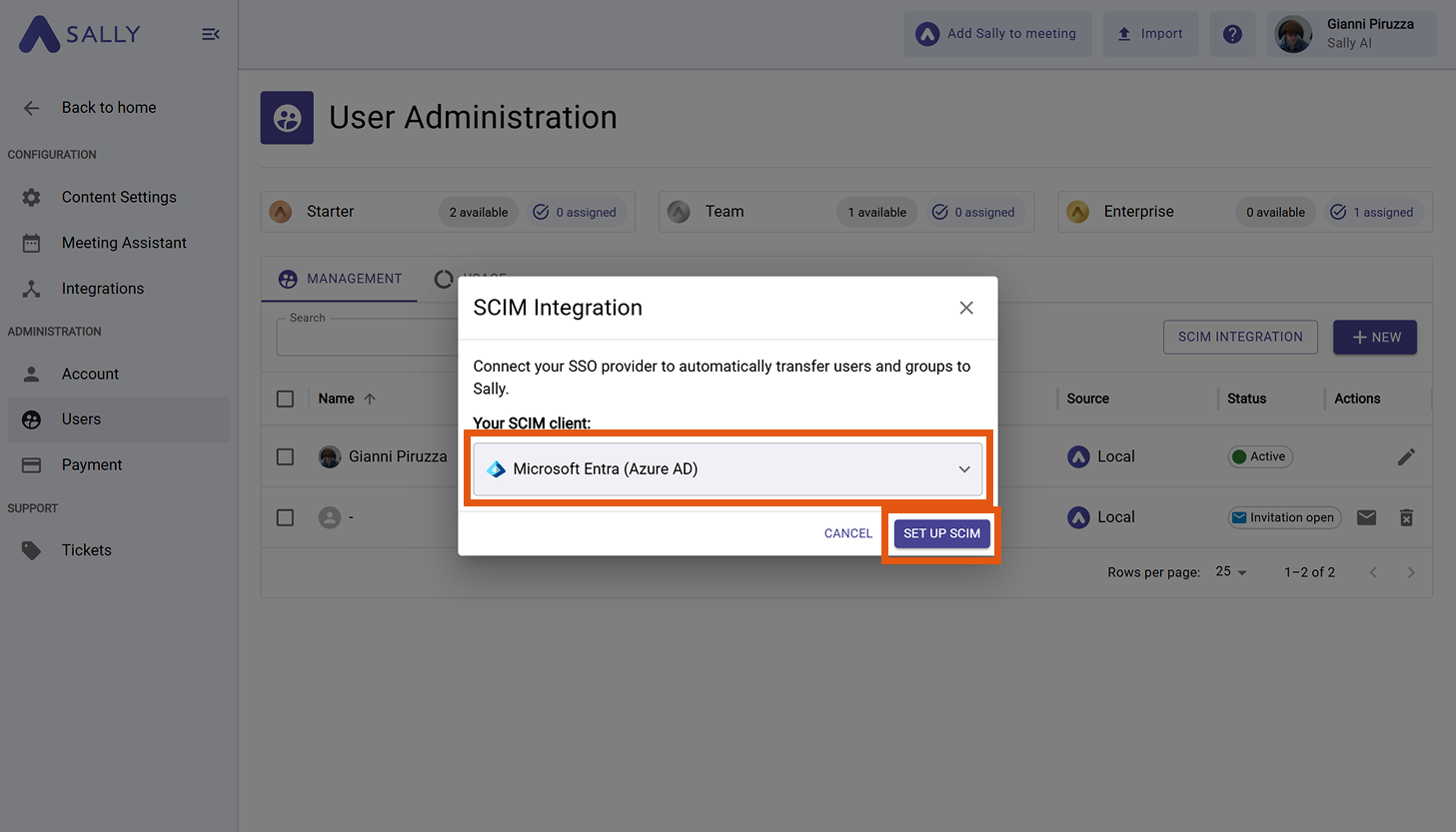 Select SCIM provider
