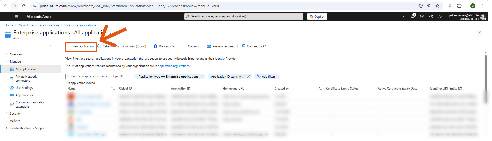 Create new application