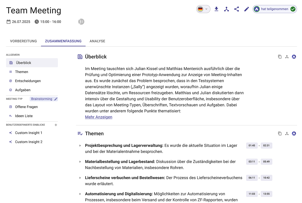 Sally AI Zusammenfassung