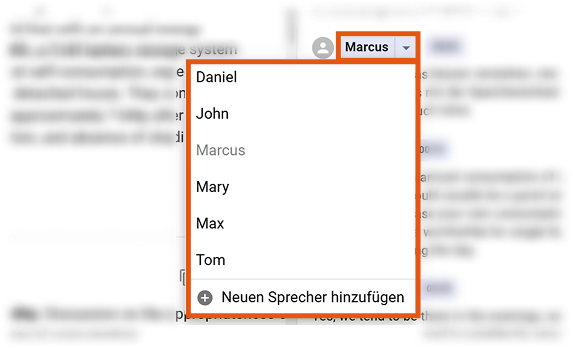 Sprecherauswahl im Transkript