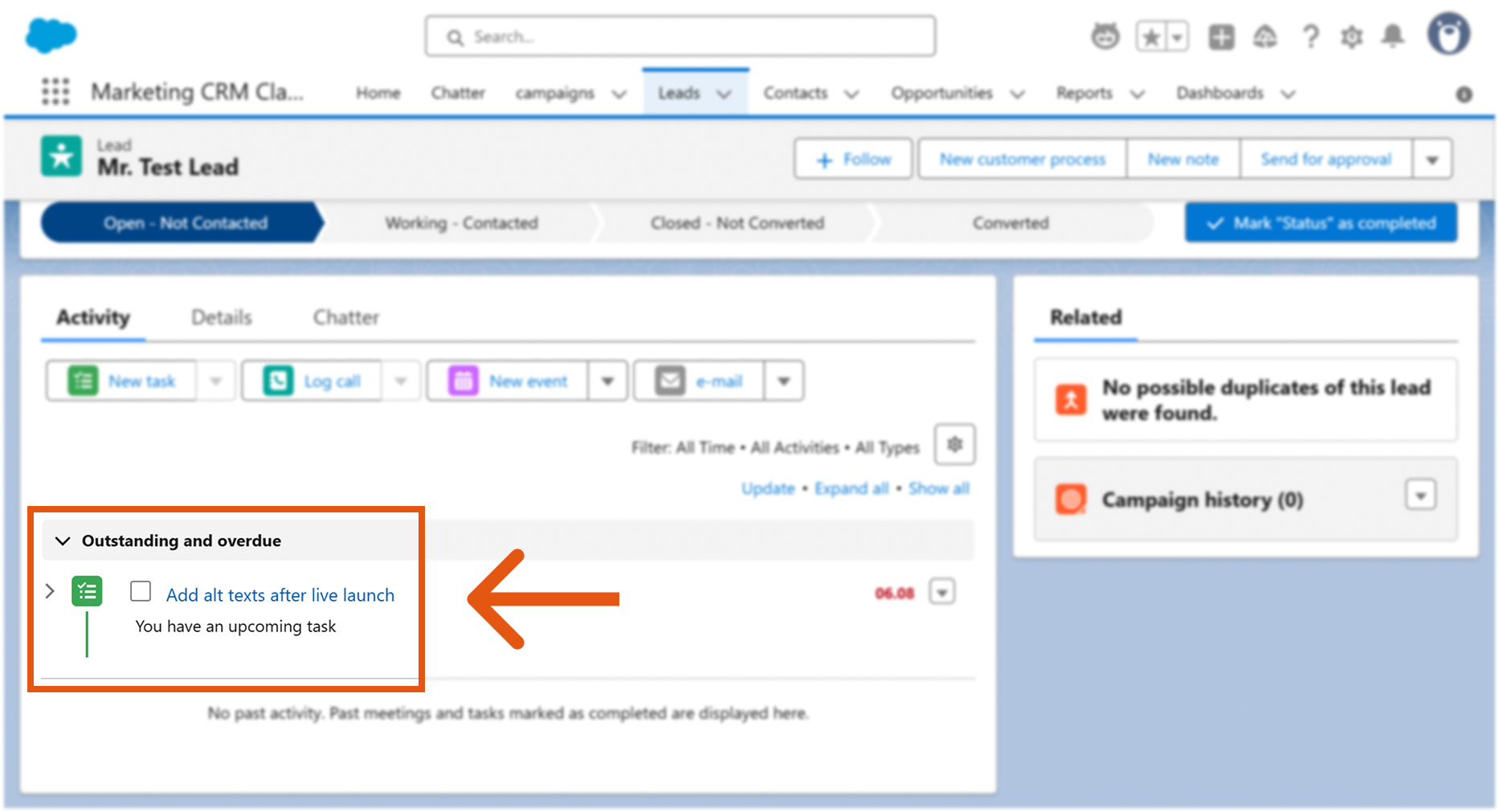 Aufgabe in Salesforce