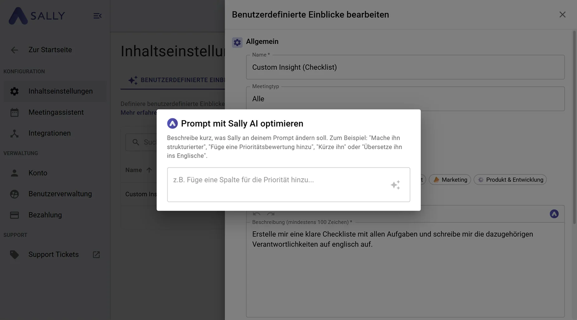 Frag Sally - Prompt-Optimierungsdialog