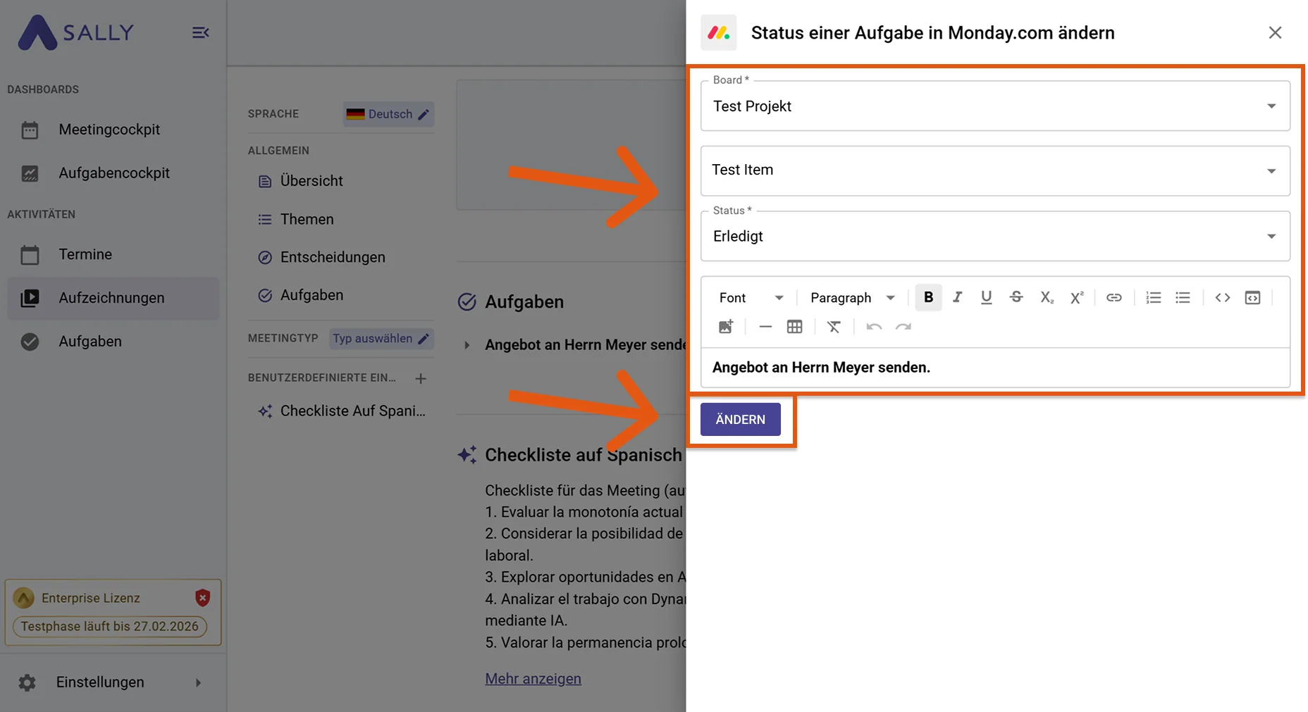Status einer Aufgabe in Monday.com ändern