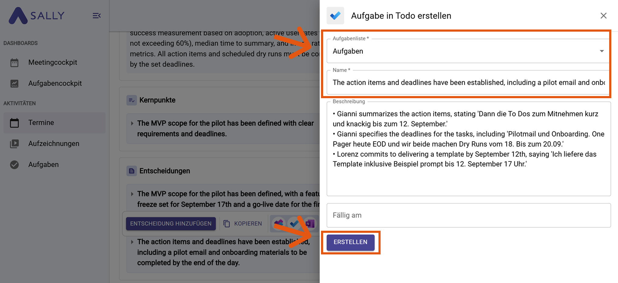 Microsoft To Do Aufgabenerstellungsformular