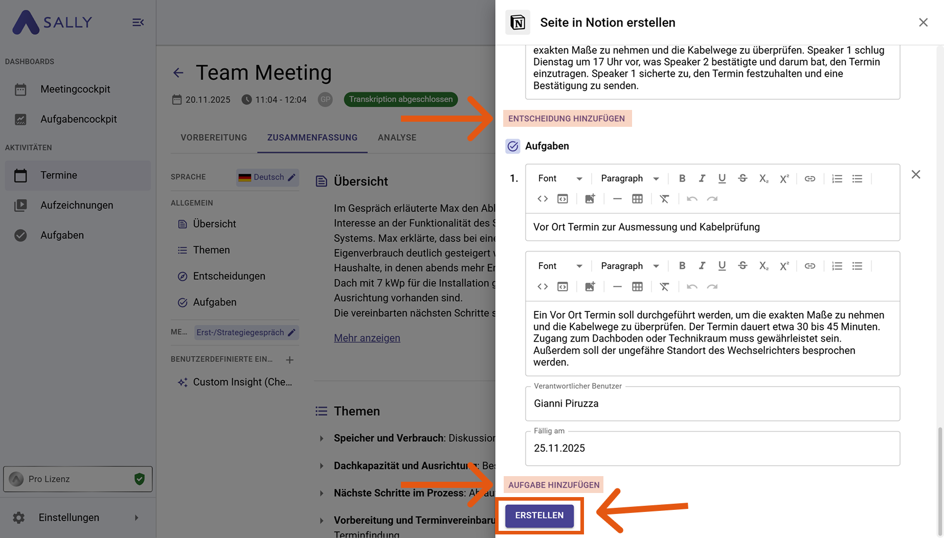 Notion Seite erstellen Formular