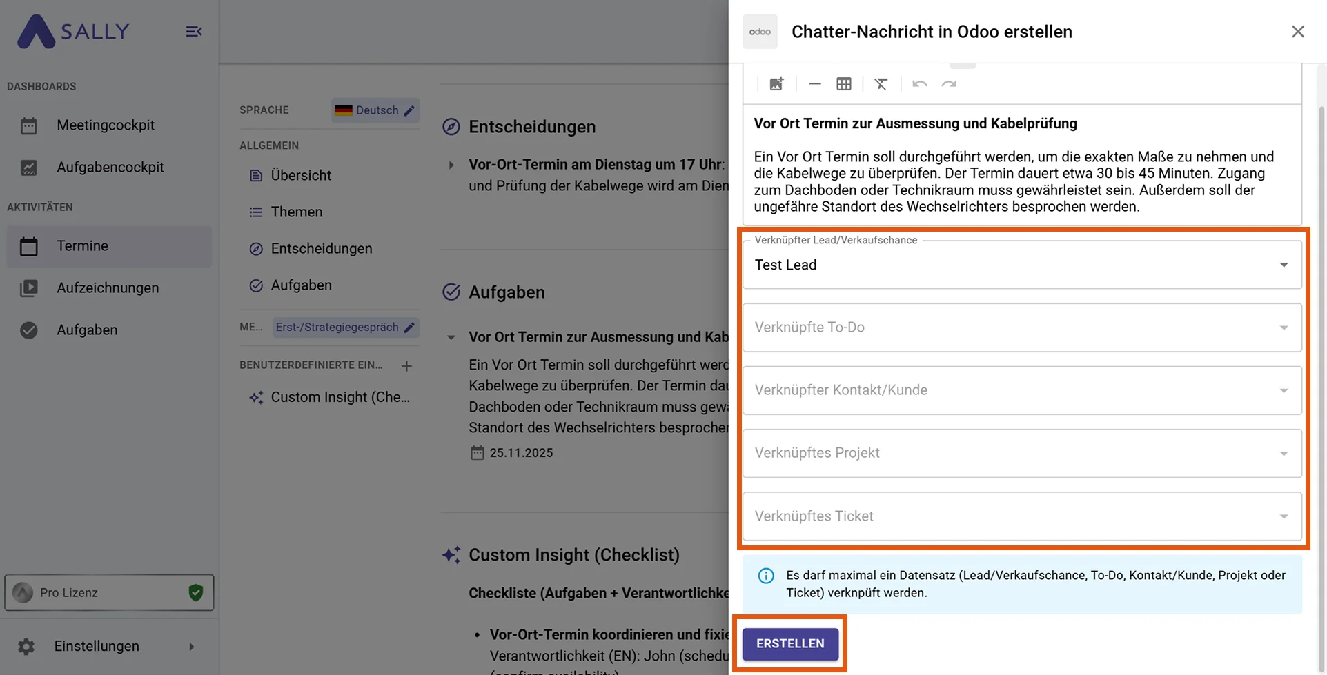 Chatter Nachricht Formular