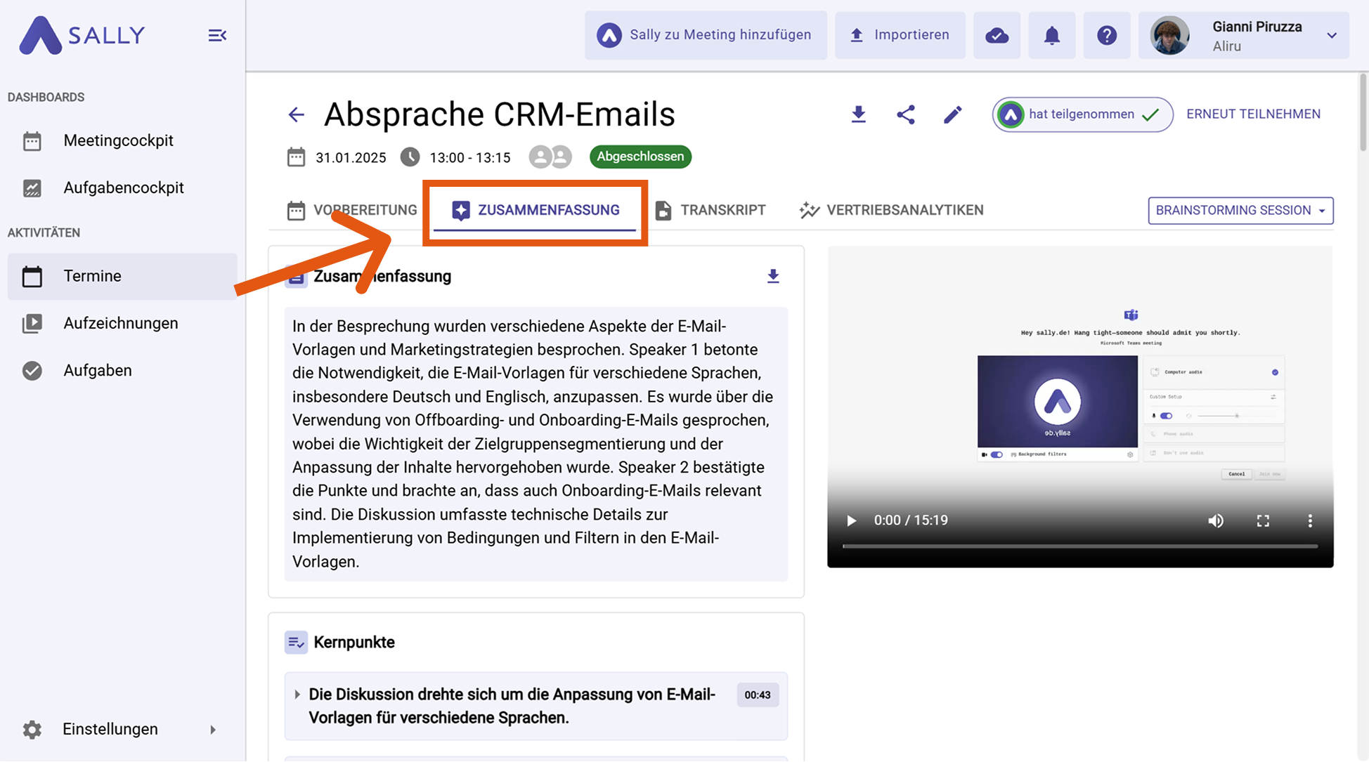 Salesforce Aktionsmenü mit Notiz erstellen / Aufgabe erstellen / Termin erstellen