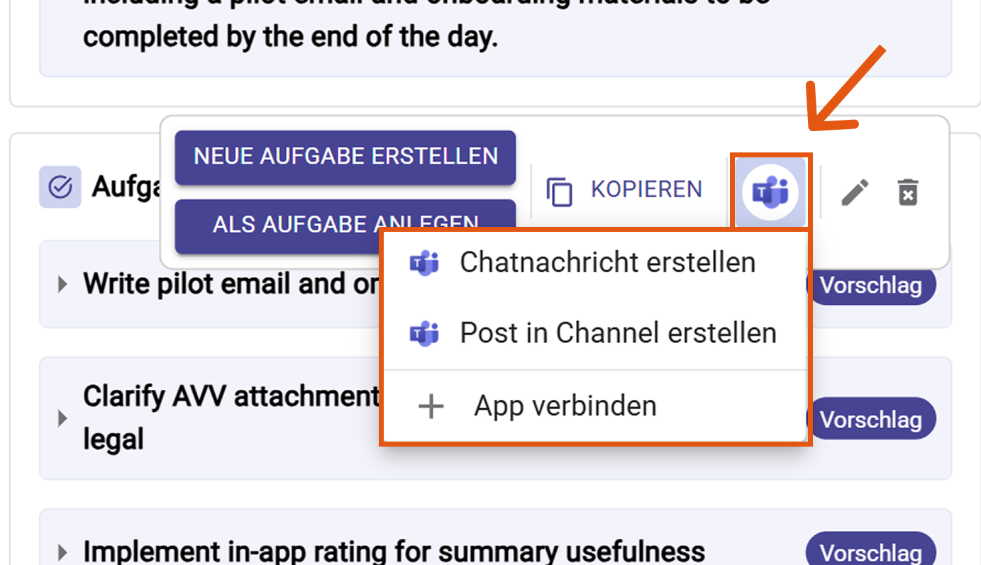 Teams Aktionsmenü mit Chat-Nachricht erstellen / Beitrag im Kanal erstellen