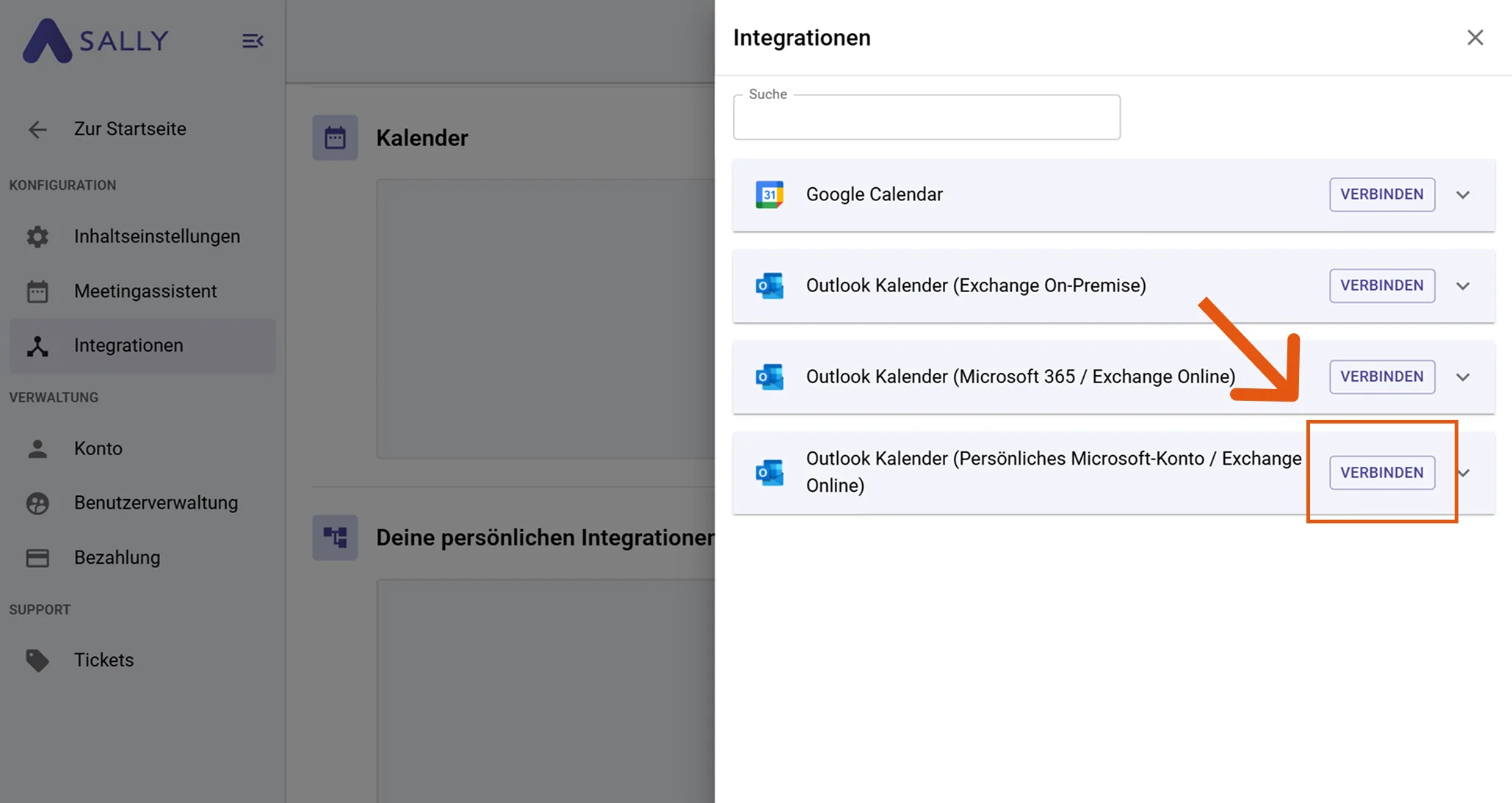 Outlook Kalender persönliches Microsoft Konto Integration
