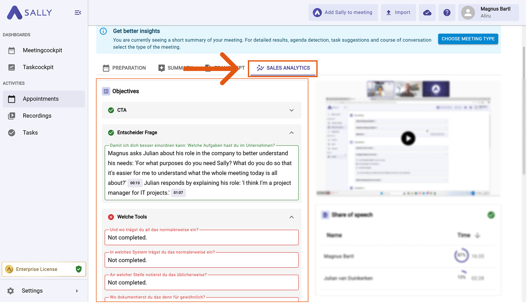 Sally AI Sales Analytics