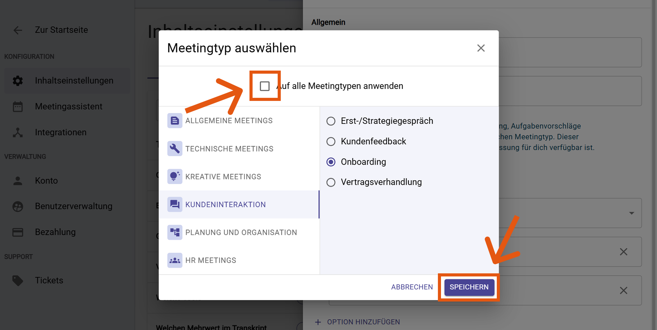 Meeting type Sally AI