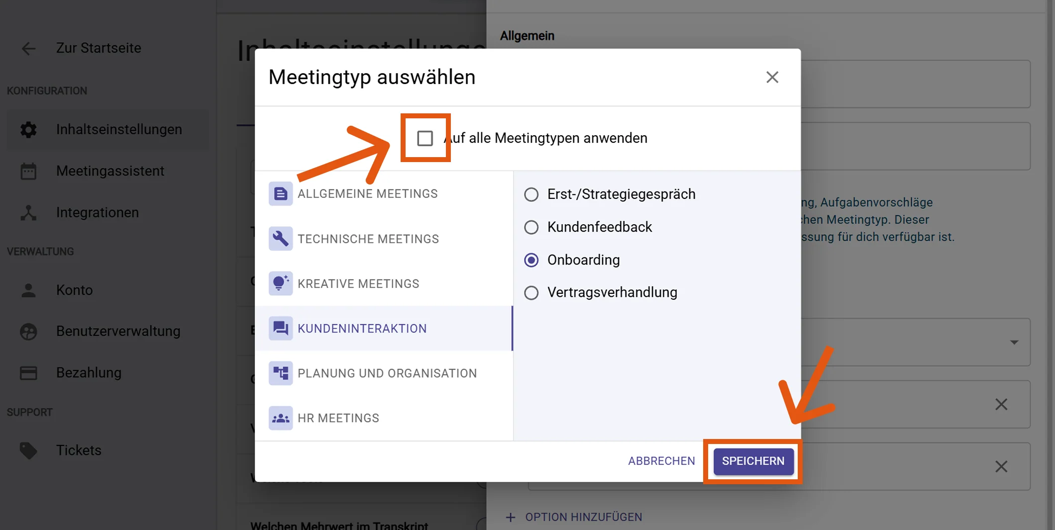 Meeting type Sally AI