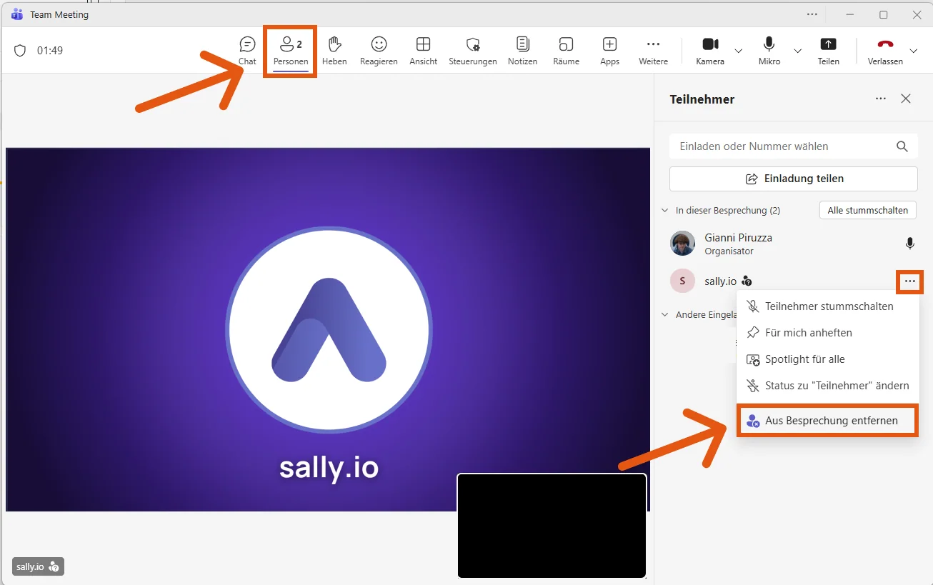 Sally aus Microsoft Teams entfernen