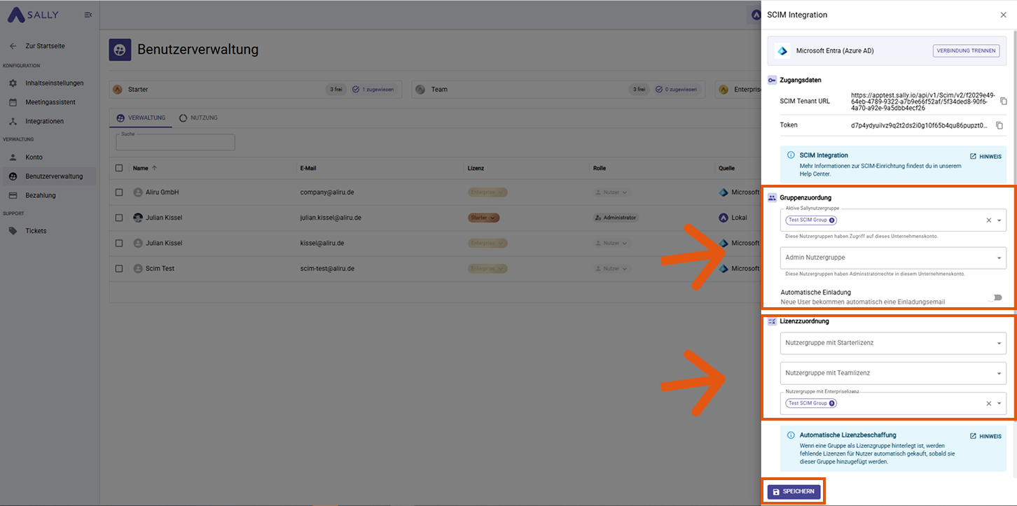 Gruppen und Lizenzen zuweisen