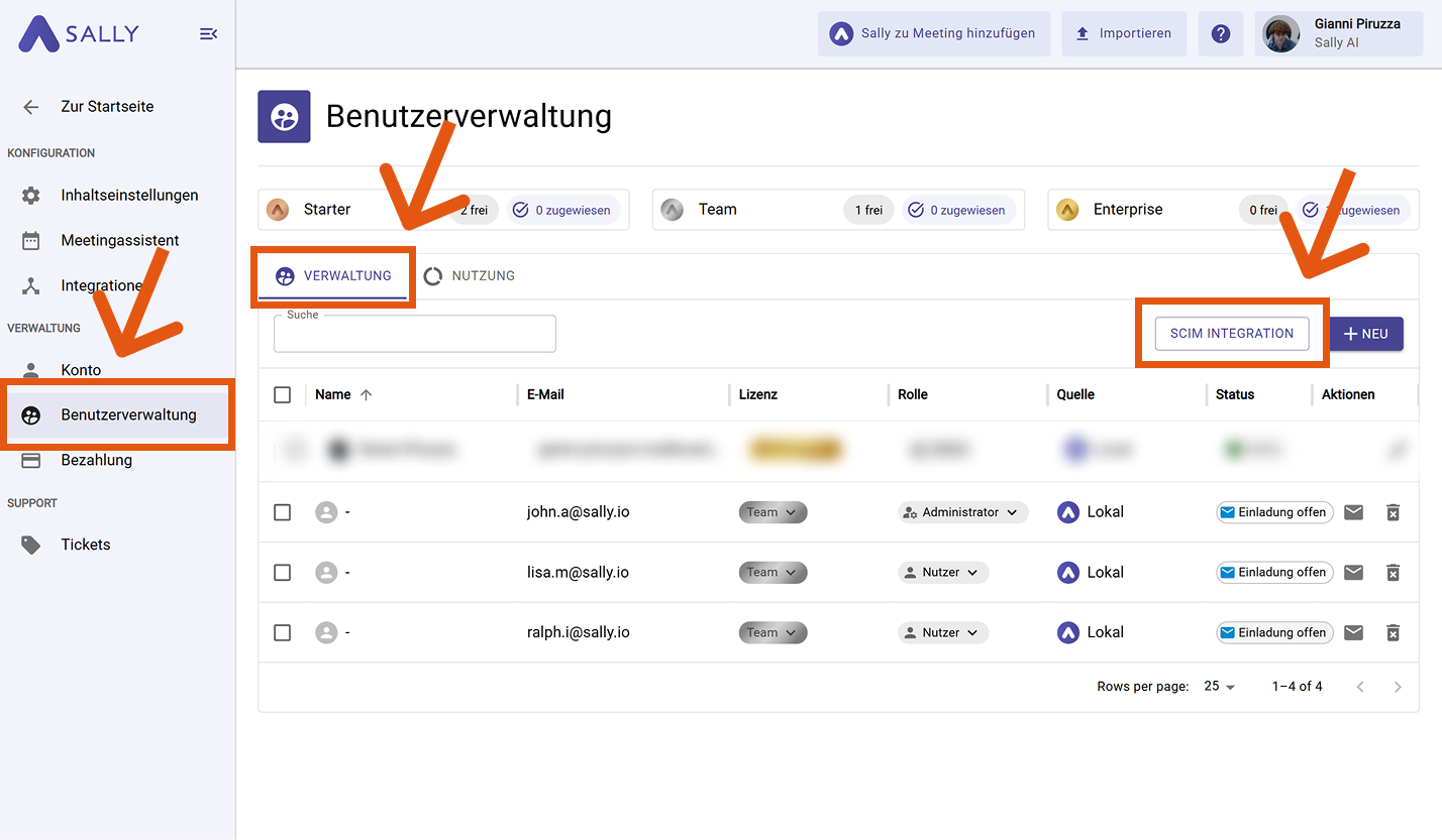 SCIM-Integration öffnen