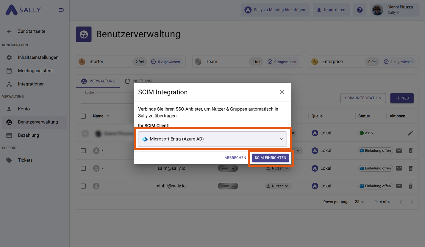 SCIM-Provider auswählen