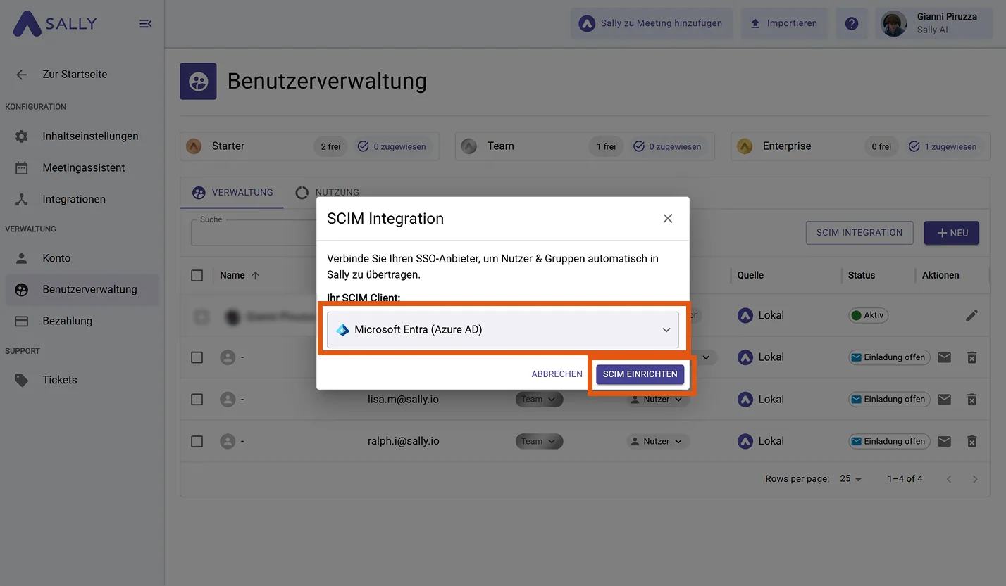 SCIM-Provider auswählen