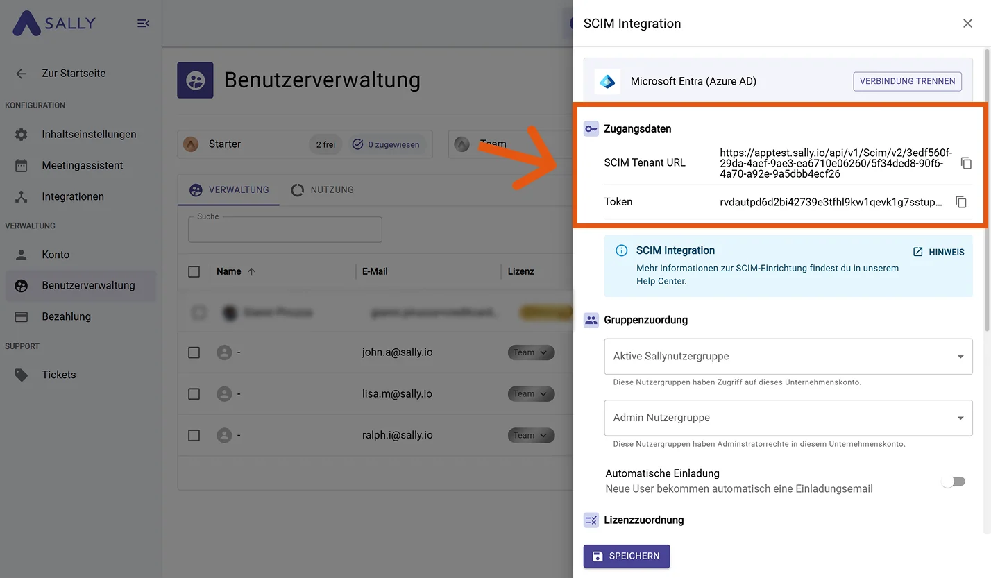SCIM-Zugangsdaten