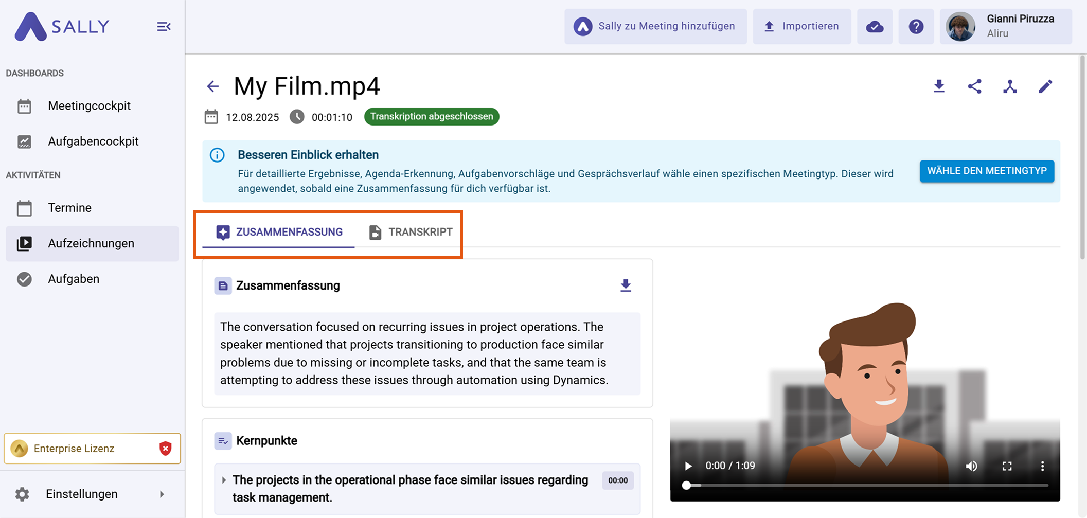 Transkription von Video- oder Audiodateien