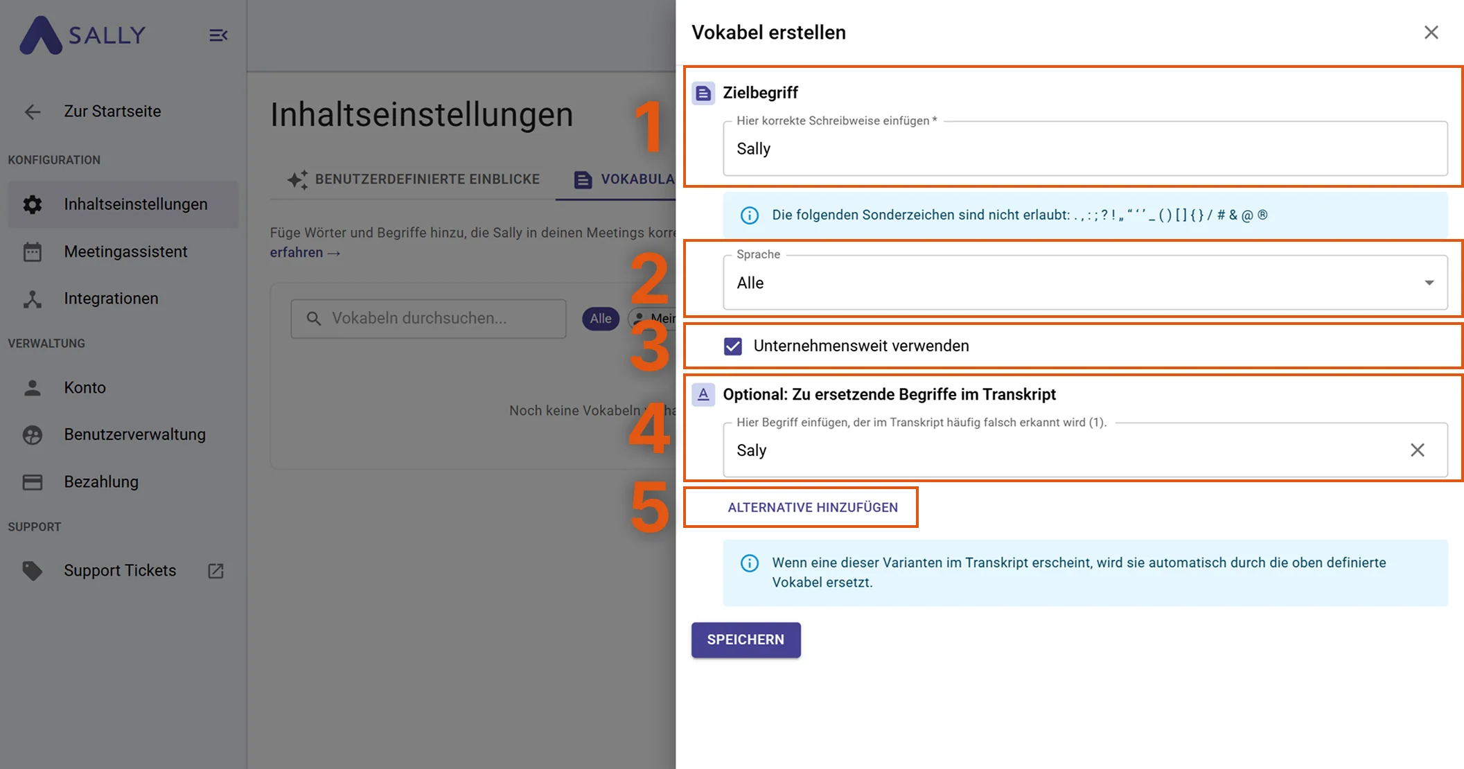 Formular Vokabular erklärt